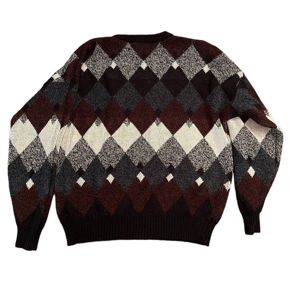 Vintage Impact Sweater Black Gray Marion Leather Patches Retro Size XL - Picture 4 of 4